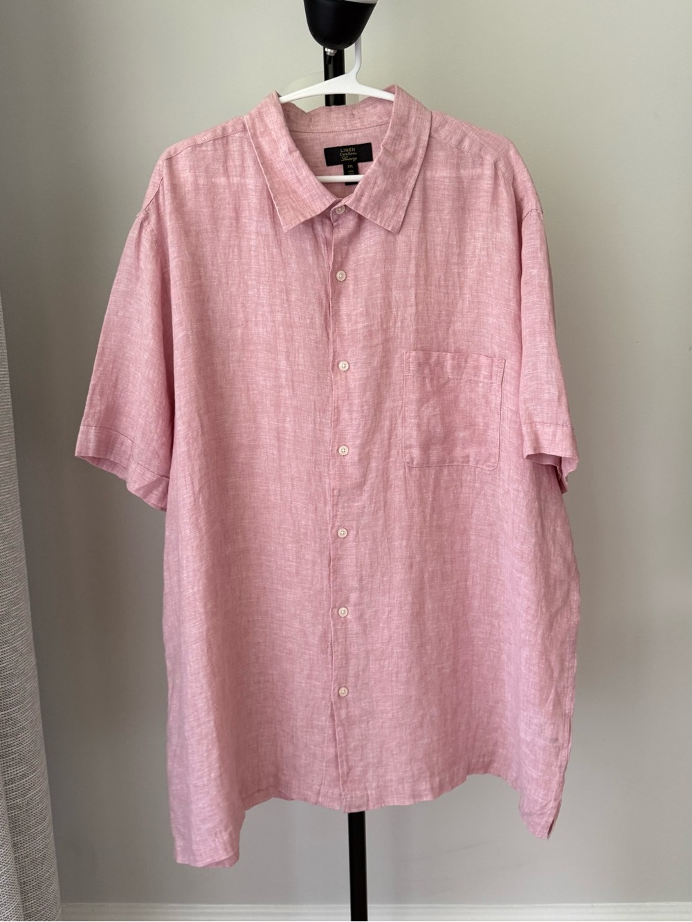 Club Room Men's Light Pink Short-Sleeve Linen Button-Down Shirt XXL